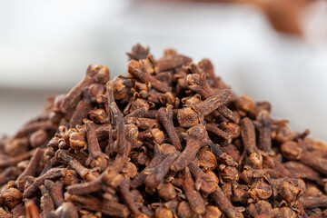 dried aromatic spices of cloves on the table