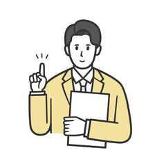 書類を持って指を指すビジネスパーソン