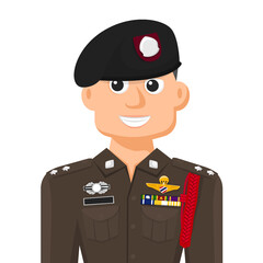 Thai policeman in simple flat vector. personal profile icon or symbol. Government officer. People graphic design  vector illustration.