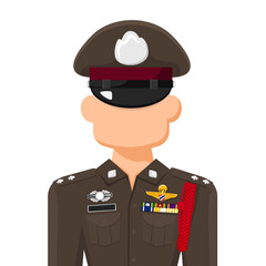 Thai policeman in simple flat vector. personal profile icon or symbol. Government officer. People graphic design  vector illustration.