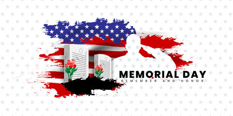 Memorial Day, Remember and Honor background, Usa memorial day celebration. Honoring All Who Served. Vector Illustration.