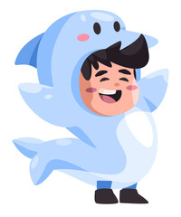 Dolphin fish animal costume wearing suit vector character smiling happy funny children