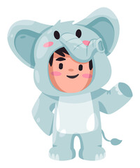 Elephant Animal costume wearing suit vector character smiling happy funny children