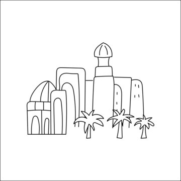 recommend clip art: central asia ancient town doodle template vector illustration