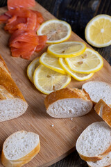 sliced baguette while cooking in the kitchen