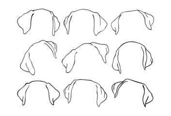 Labrador ears. Black and white outline illustration printable - 504306272