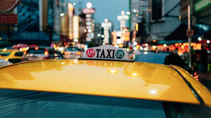 taxi in the china town of bacgkok city,Thailand