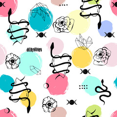 Seamless pattern with magic items. - 504306858
