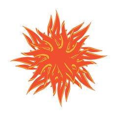 Flaming sun vector illustration on a white background