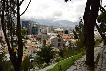 View from a high point of the La Paz city in the valley, Bolivia
