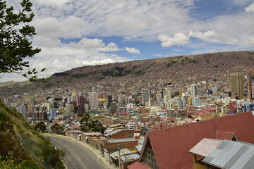 La Paz, Bolivia - 30 January 2017: View from a high point of the La Paz city in the valley, Bolivia