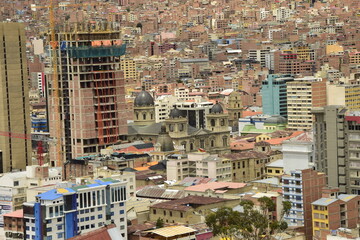 Fototapeta na wymiar La Paz, Bolivia - 30 January 2017: View from a high point of the La Paz city in the valley, Bolivia