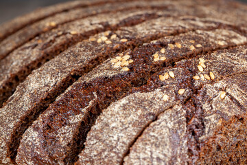 a loaf of sliced fresh rye bread