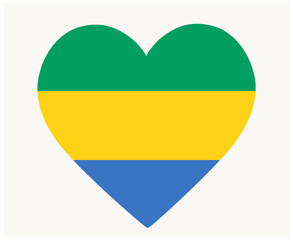 Gabon Flag National Africa Emblem Heart Icon Vector Illustration Abstract Design Element