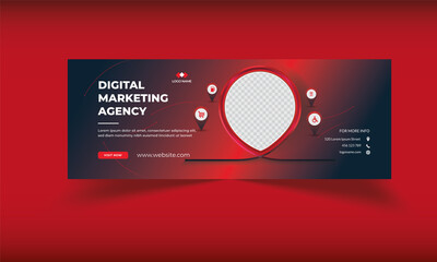 Digital marketing agency red black stylish premium concept social media timeline cover