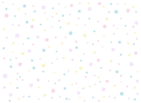 パステルカラーのカラフルな星と紙吹雪の背景