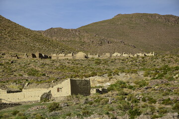 Residential area with a hotel built of salt, on the rocks, in the middle of Salar de Uyuni, Bolivia.