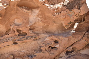 Brown Rocks. Off-road tour on the salt flat Salar de Uyuni in Bolivia