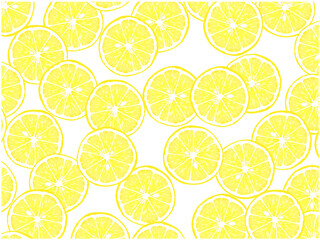 レモンスライスの背景②ランダム_白背景
