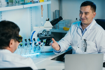 The scientist works in the laboratory. Research and biology concept