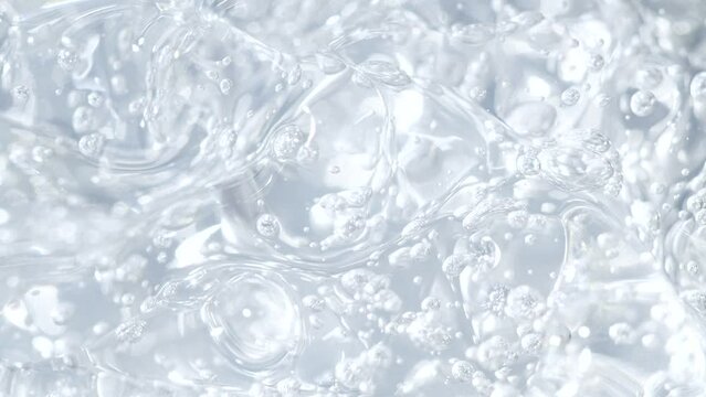 Macro white transparent cosmetic serum gel, cream, fluid texture with air bubble
