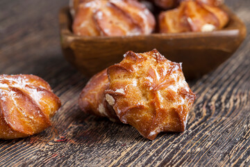 dessert of soft custard cake with cream filling