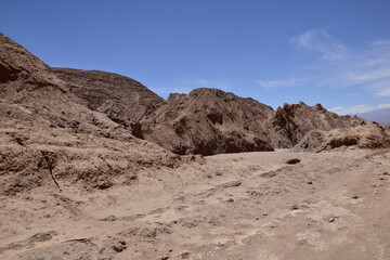 Fototapeta na wymiar Valle de la Muerte (Death Valley) or Mars Valley, near San Pedro de Atacama town in Atacama Desert, Chile