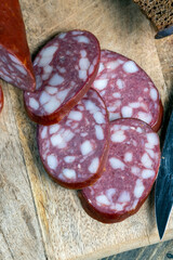 sliced pork sausage with the addition of lard