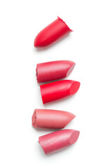 Llipstick cuts isolated on white background	