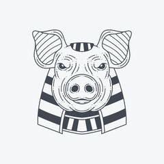 Egyptian pig head illustration