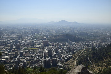 Aerial view of Santiago, Chile from Cerro Santa Lucia