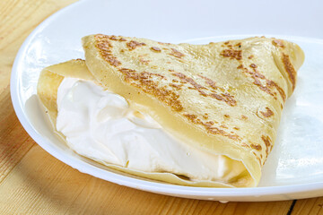 Tasty Pancake with sour cream