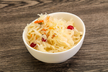 Sauerkraut with cranberry in the bowl