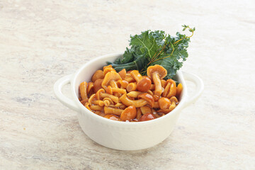 Fototapeta premium Wild pickled honey mushroom in the bowl