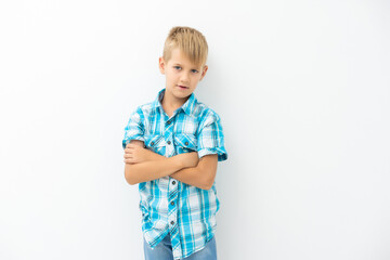 Photo of adorable young happy boy looking at camera.