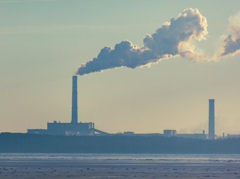 Smoke from chimneys of a metallurgical plant.