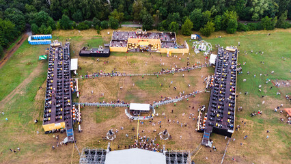 Festival field, concert in the field, background and stage