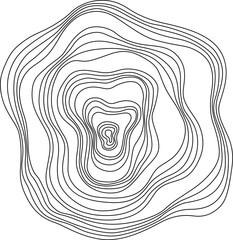Abstract tree rings. Vector topographic map concept. Seamless background. Thin black lines on white