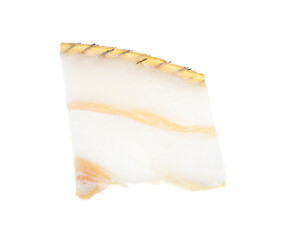 Pieces of salted pork fat isolated on white background.