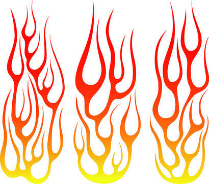 Fire flames isolated template. Tribal vector design. Car stickers. Icon fire illustration. Multiple shape tattoo design.