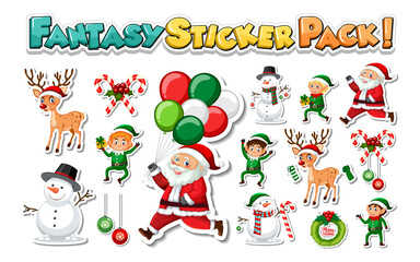 Stickers pack of Christmas cartoon characters