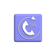 illustration of the icon calls around the clock 3d rendering. Cartoon minimalistic style
