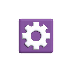 illustration of the gear icon 3d rendering. Cartoon minimalistic style