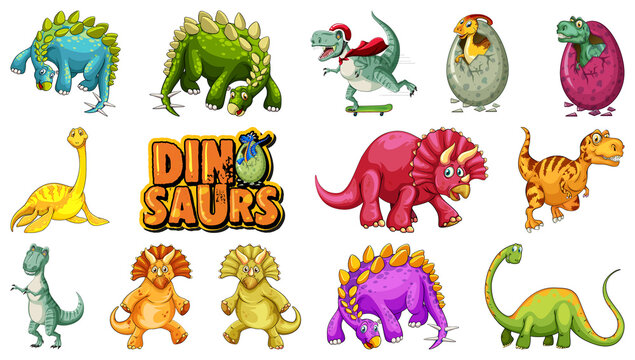 Different dinosaurs and text design