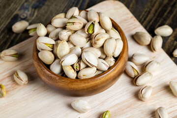 fried green pistachio nuts in a shell