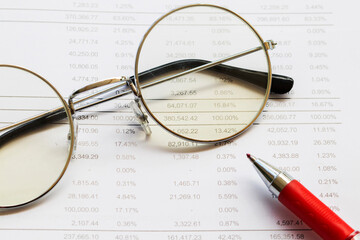 financial statement for business work of personal arrangement flat lay style at office desk