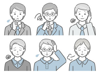 困る高齢男性の上半身セット