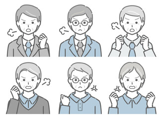 怒る高齢男性の上半身セット