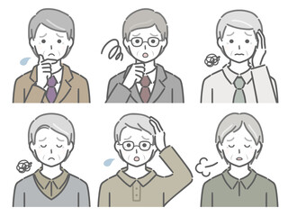 困る高齢男性の上半身セット