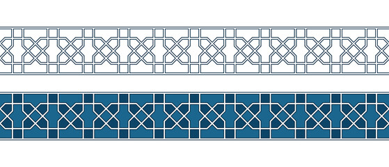 Set of borders of Islamic pattern for Ramadan greetings cards and templates. Vector illustration.